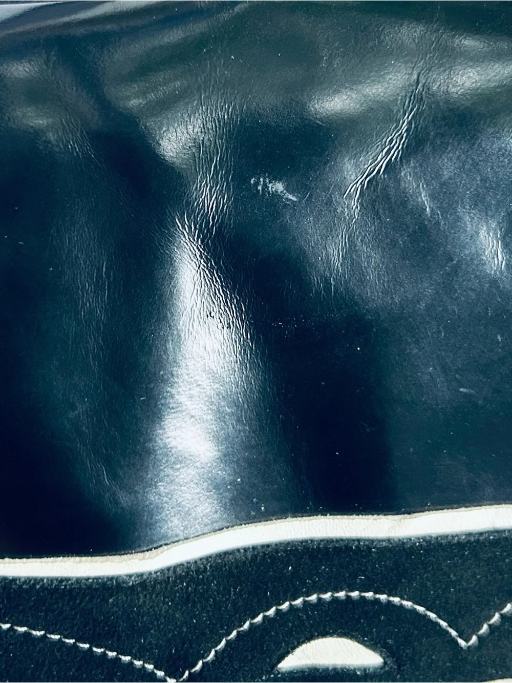 Rare Vintage 80s Charles Jourdan Black Patent & Suede Fringe Western CowboyBoots - Picture 12 of 16